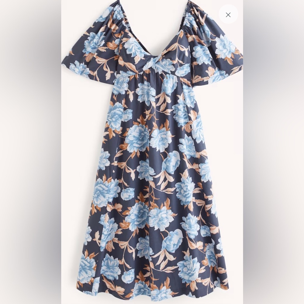 Abercrombie & Fitch - Angel Sleeve Twist-Front Midi Dress - Large - NWT